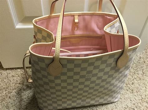 louis vuitton neverfull pochette damier azur rose ballerine|louis vuitton damier tote bag.